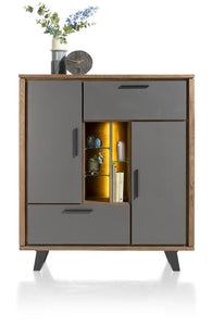 Habufa Cubo Highboard Cabinet in Smoked Oak and Grey
