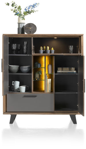 Habufa Cubo Highboard Cabinet in Smoked Oak and Grey