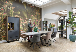 Habufa Cubo Starburst Dining Tables in Smoked Oak