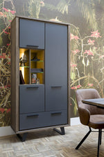 Habufa Cubo Tall Cabinet in Smoked Oak and Grey