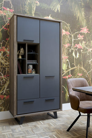 Habufa Cubo Tall Cabinet in Smoked Oak and Grey