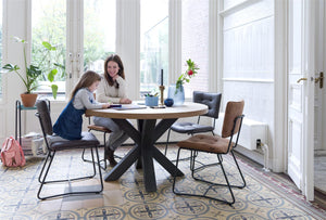 [Habufa_Cleveland]-Dining Tables-Habufa-130 Round, Plain Metal Leg-Against The Grain Furniture