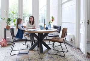 [Habufa_Cleveland]-Dining Tables-Habufa-130 Round, Plain Metal Leg-Against The Grain Furniture