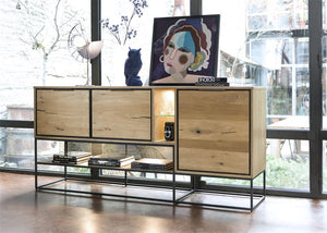 Habufa City Sideboards in Oak and Metal-sideboards-Habufa-160cm-Medium Oak-Against The Grain Furniture