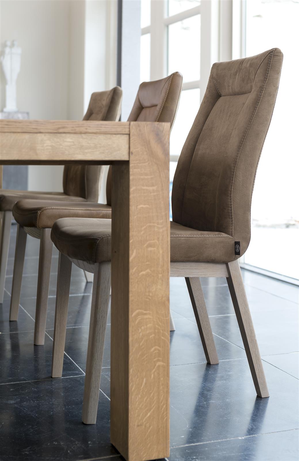 Habufa Santorini Bespoke Oak Fixed Top Dining Tables in Four Colours-Dining Table-Habufa-160 x 90-Castle Sand-Against The Grain Furniture