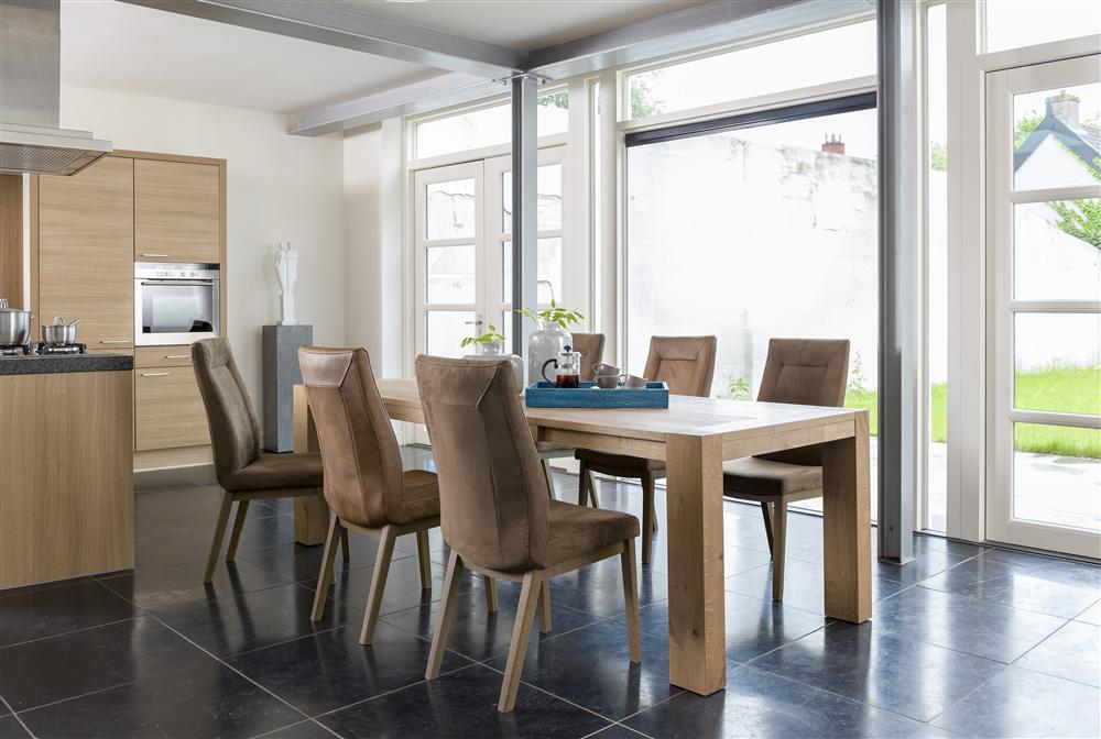 Habufa Santorini Bespoke Oak Fixed Top Dining Tables in Four Colours-Dining Table-Habufa-160 x 90-Castle Sand-Against The Grain Furniture