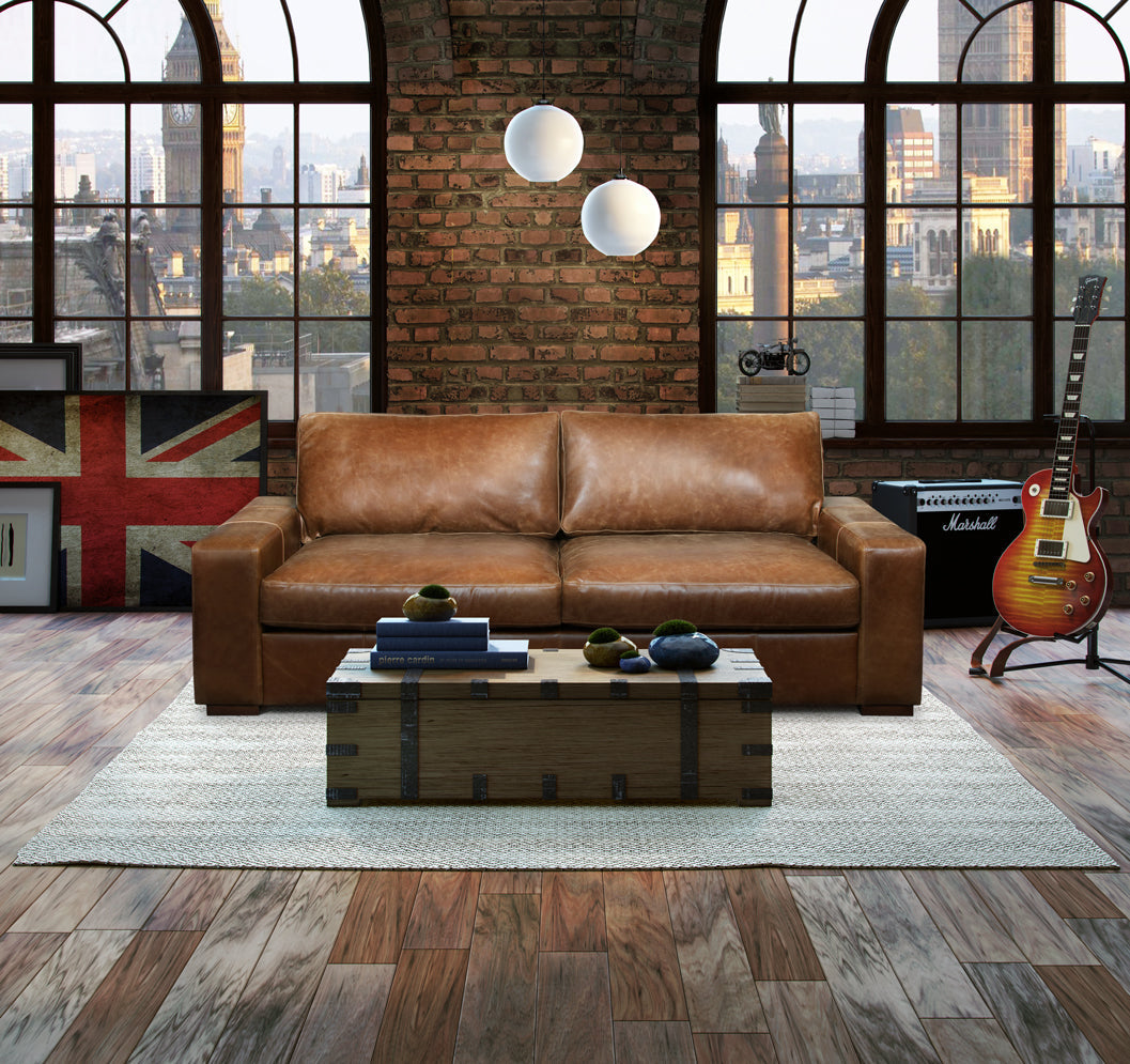 Maximus Full Aniline Leather Sofas-harris tweed leather sofas-Against The Grain Furniture-Chair-Against The Grain Furniture