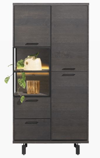 Ridgefield Urban Oak Display Storage Cabinet in Anthracite