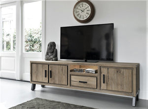Habufa Vitoria Gun Metal and Oak TV Lowboards