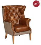 Winchester Harris Tweed and Leather Accent Chair.-harris tweed accent chairs-Carlton Vintage-Chair Hunters Lodge Tweed-Against The Grain Furniture
