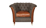 Granby Harris Tweed and Leather Chairs.-harris tweed chairs-Carlton Vintage-Chair-Morland-Against The Grain Furniture