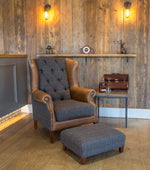 Wing Chair and Sofas Harris Tweed and Leather