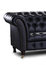Chester Club Leather Sofas and Chair.-Leather Chesterfield-Carlton Vintage-Chair-Cerato Black-Against The Grain Furniture