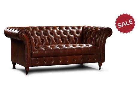 Chester Club Leather Sofas and Chair.-Leather Chesterfield-Carlton Vintage-2 Seater-Oliato Tobacco-Against The Grain Furniture