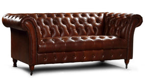 Chester Club Leather Sofas and Chair.-Leather Chesterfield-Carlton Vintage-4 Seater-Oliato Tobacco-Against The Grain Furniture