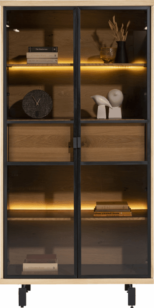 Ridgefield Urban Oak Glass Display Cabinet in Natural Oak