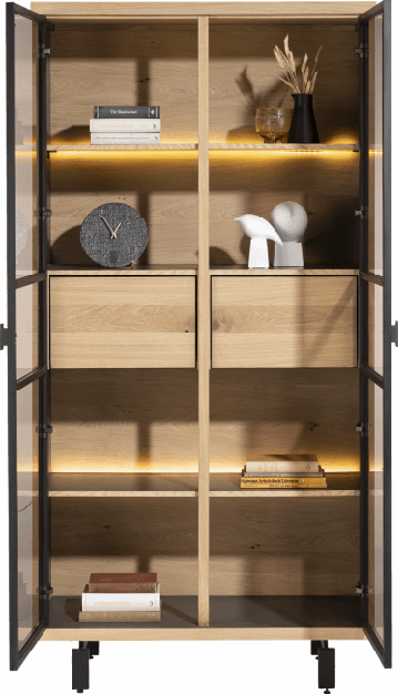 Ridgefield Urban Oak Glass Display Cabinet in Natural Oak
