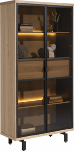 Ridgefield Urban Oak Glass Display Cabinet in Natural Oak