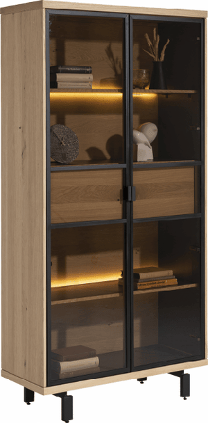 Ridgefield Urban Oak Glass Display Cabinet in Natural Oak