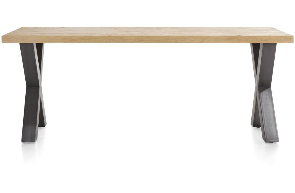 [Habufa_Cleveland]-Dining Tables-Habufa-200 cms-X shape metal legs-Straight edge-Against The Grain Furniture
