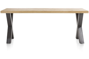 Habufa Metalox Fixed Top Oak Dining Tables-Dining Tables-Habufa-200 cms-X shape metal legs-Straight edge-Against The Grain Furniture