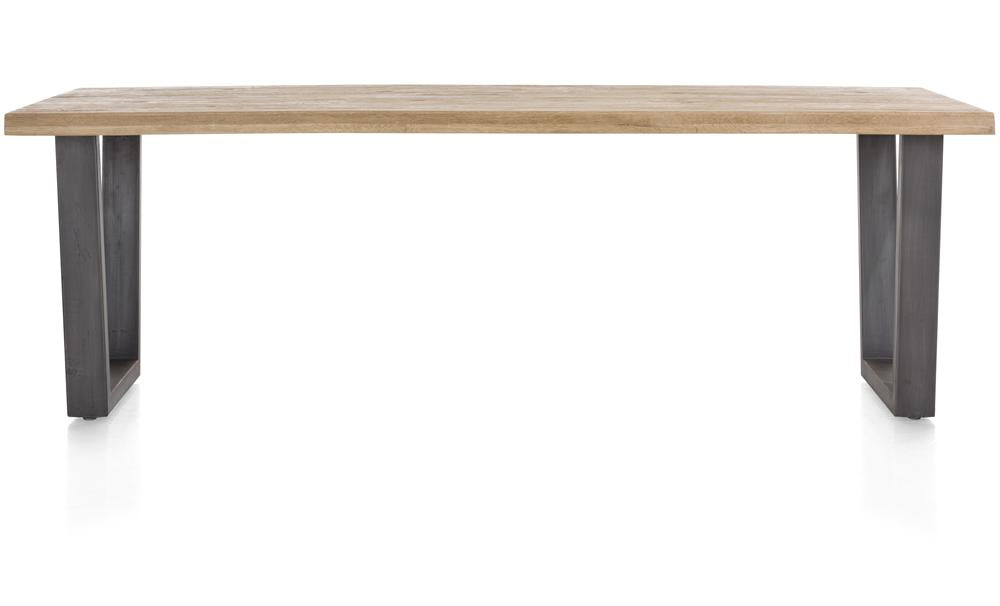 Habufa Metalox Fixed Top Oak Dining Tables-Dining Tables-Habufa-230 cms-U shape metal legs-Wavy edge-Against The Grain Furniture