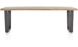 Habufa Metalox Fixed Top Oak Dining Tables-Dining Tables-Habufa-230 cms-U shape metal legs-Wavy edge-Against The Grain Furniture