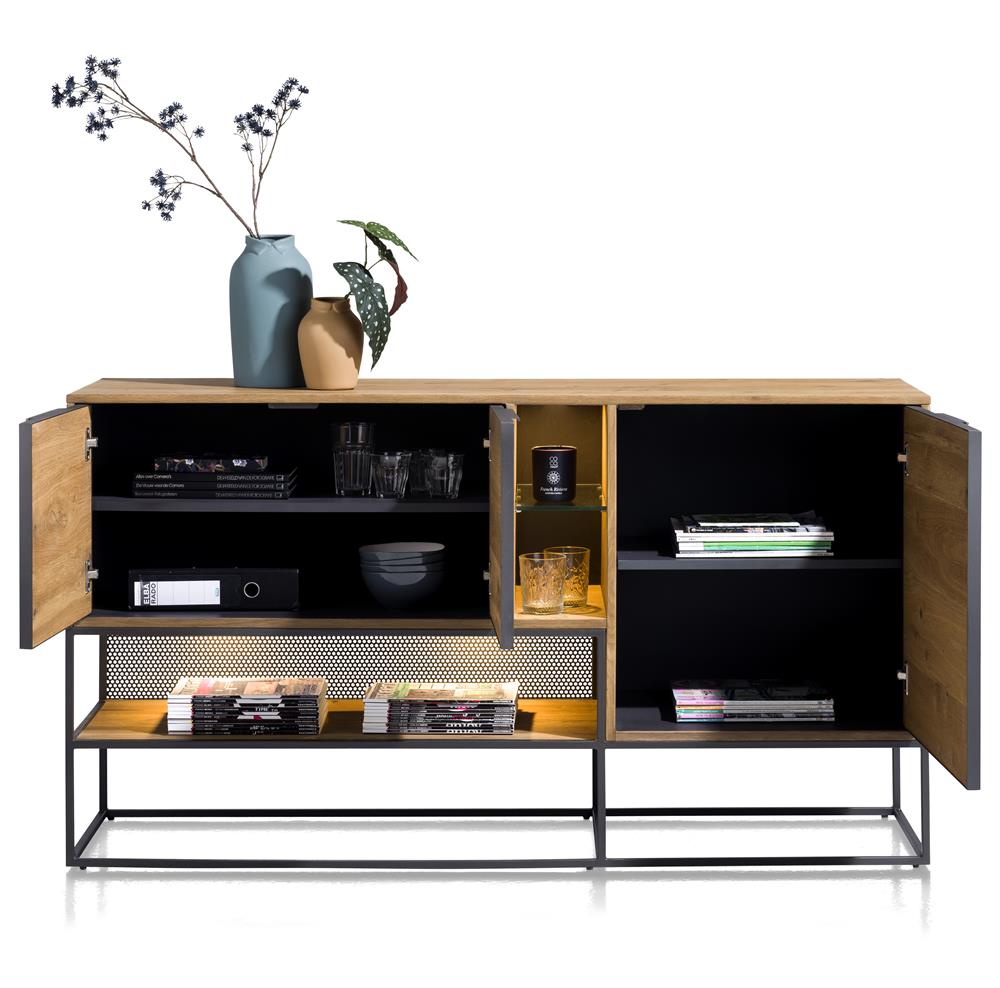 Habufa City Sideboards in Oak and Metal-sideboards-Habufa-160cm-Medium Oak-Against The Grain Furniture