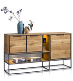 Habufa City Sideboards in Oak and Metal-sideboards-Habufa-160cm-Medium Oak-Against The Grain Furniture