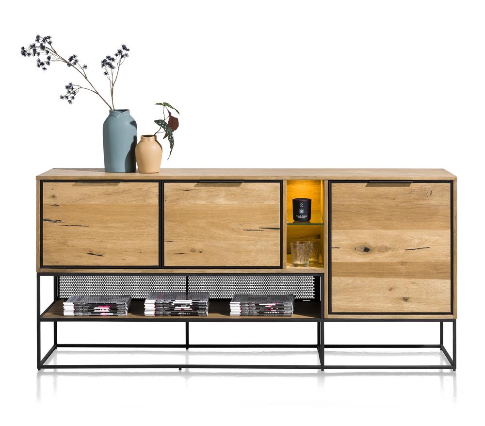 Habufa City Sideboards in Oak and Metal-sideboards-Habufa-160cm-Medium Oak-Against The Grain Furniture