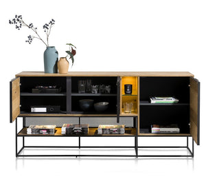 Habufa City Sideboards in Oak and Metal-sideboards-Habufa-160cm-Medium Oak-Against The Grain Furniture