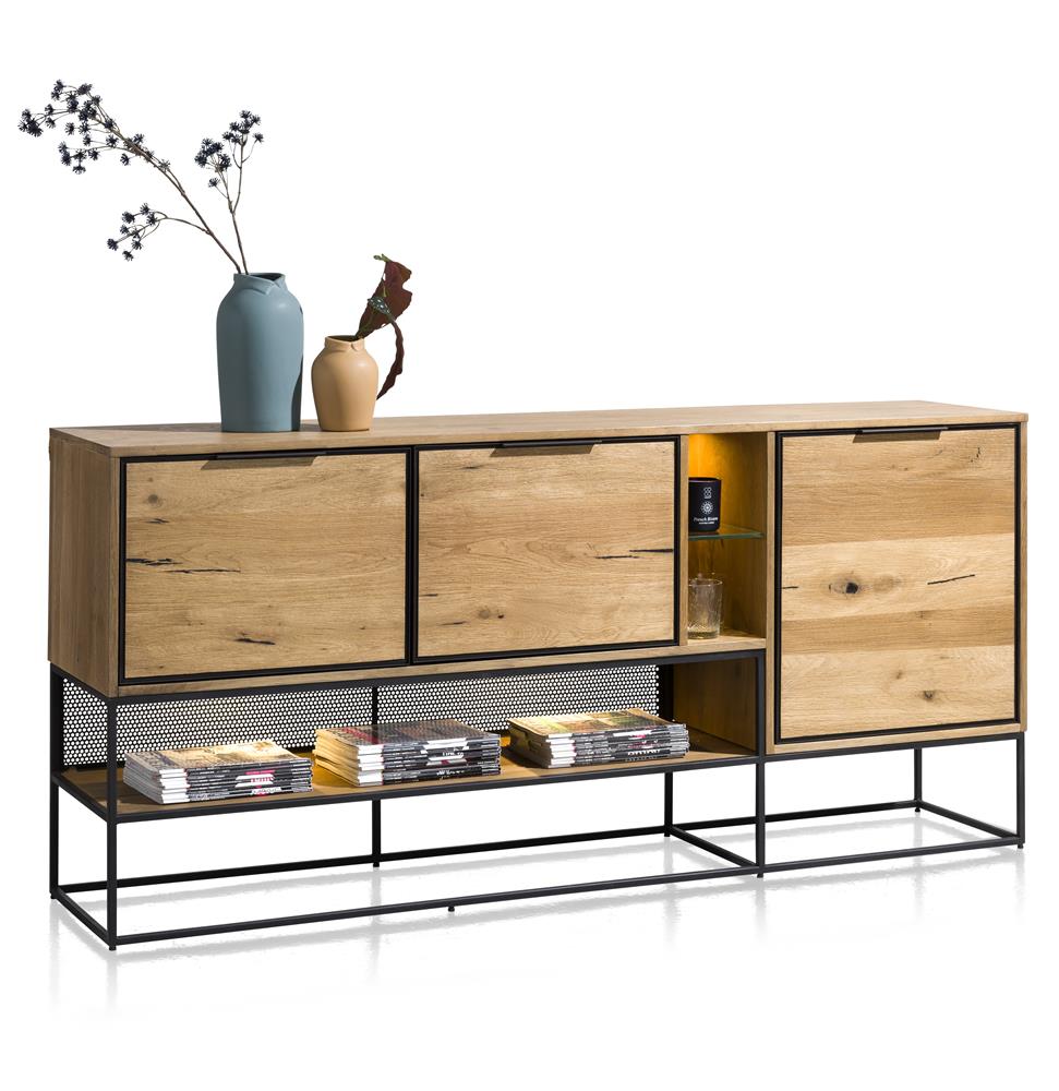 Habufa City Sideboards in Oak and Metal-sideboards-Habufa-190cms-Medium Oak-Against The Grain Furniture