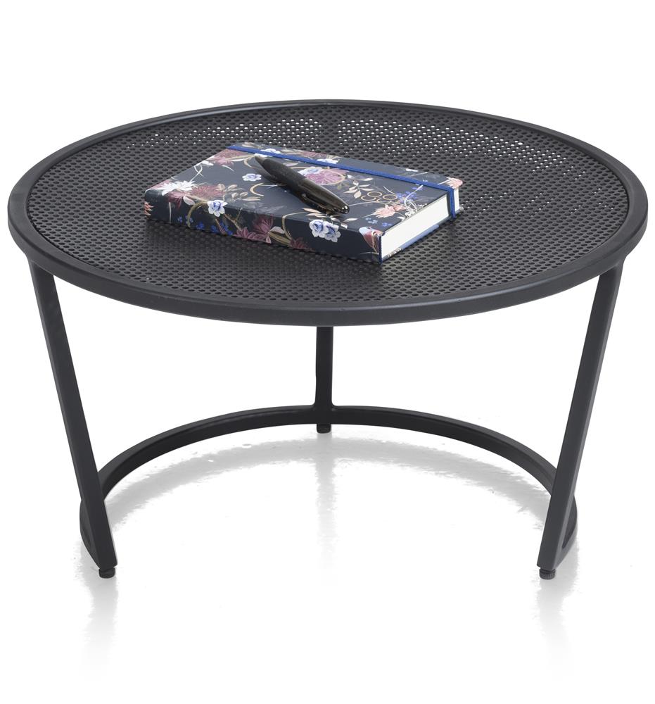 Habufa City Small Coffee /Side Tables in Oak and Metal-Side Table-Habufa-Round 50cms Black-Against The Grain Furniture