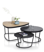 Habufa City Small Coffee /Side Tables in Oak and Metal-Side Table-Habufa-Round 50cms Champagne-Against The Grain Furniture