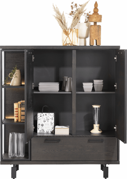 Ridgefield Urban Oak Highboard Cabinet in Anthracite