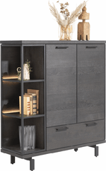 Ridgefield Urban Oak Highboard Cabinet in Anthracite