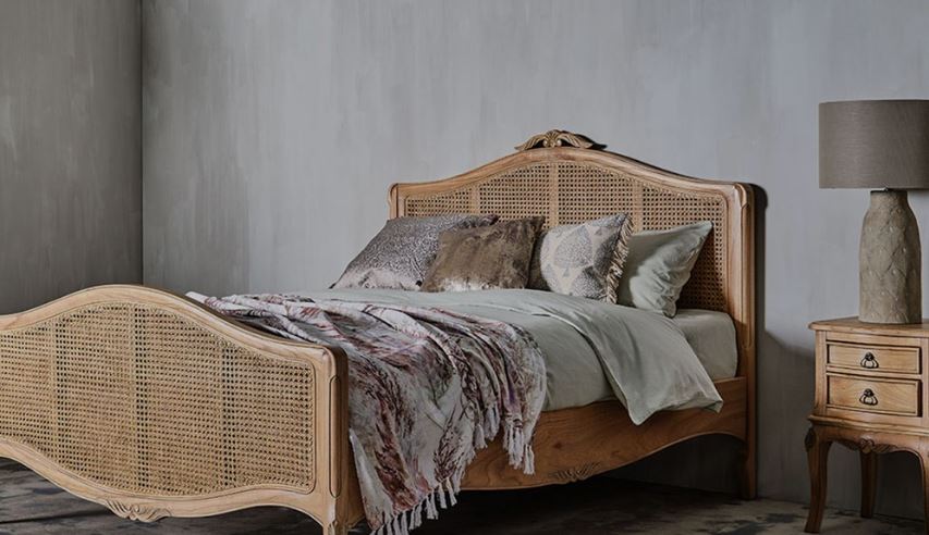 Baker Limoges Bed Frames With Hand Woven Rattan