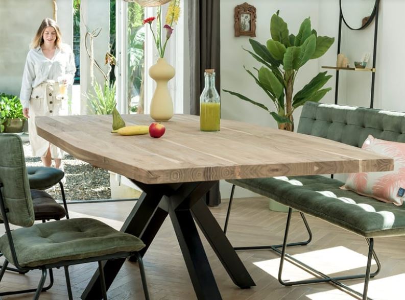 Habufa Quebec Dining tables-Dining Tables-Habufa-130 x 150-Metal Legs-Against The Grain Furniture