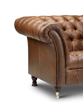 Chester Club Leather Sofas and Chair.-Leather Chesterfield-Carlton Vintage-4 Seater-Cerato Tan-Against The Grain Furniture