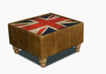 Harris Tweed and Leather Button and Union Jack Footstools
