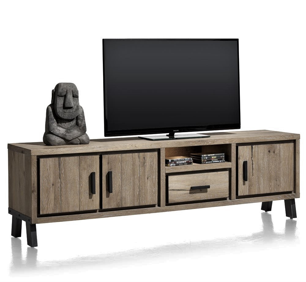 Habufa Vitoria Gun Metal and Oak Lowboards-[Habufa Philadelphia]-[Furniture Village Philadelphia]-200cm-Against The Grain Furniture
